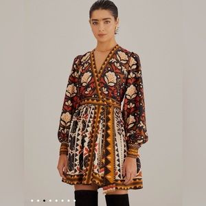 Farm Rio tapestry garden multicolor v neckline mini dress. Large. NWT